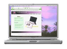 A laptop computer with a picture of my old website on it.
